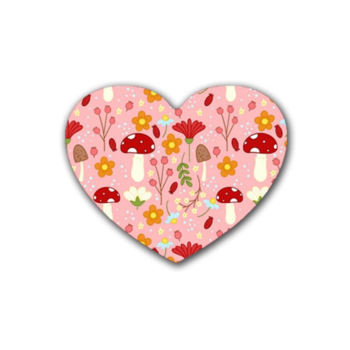 Floral Surface Pattern Design Heart Coaster (4 pack) 