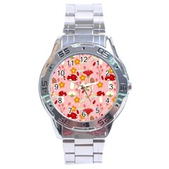 Floral Surface Pattern Design Stainless Steel Analogue Watch by Sudhe