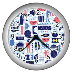 Vector Illustrated Pattern Design Wall Clock (silver)