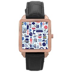 Vector Illustrated Pattern Design Rose Gold Leather Watch  by Sudhe