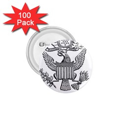 Black & White Great Seal Of The United States - Obverse, 1877 1 75  Buttons (100 Pack)  by abbeyz71
