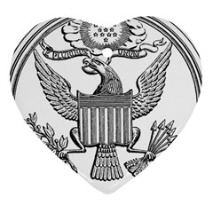 Black & White Great Seal Of The United States - Obverse, 1877 Heart Ornament (two Sides) by abbeyz71