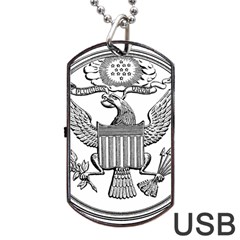 Black & White Great Seal Of The United States - Obverse, 1877 Dog Tag Usb Flash (two Sides)