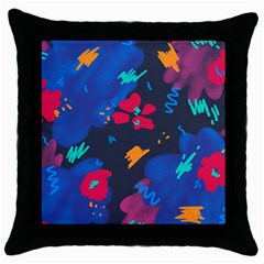 Patterns Rosebuds Throw Pillow Case (black)