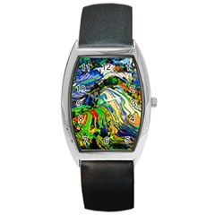 Artistic Nature Painting Barrel Style Metal Watch