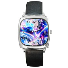 Crystal Wave Pattern Design Square Metal Watch