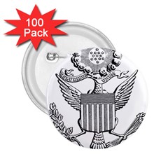 Black & White Great Seal Of The United States - Obverse, 1782 2 25  Buttons (100 Pack)  by abbeyz71