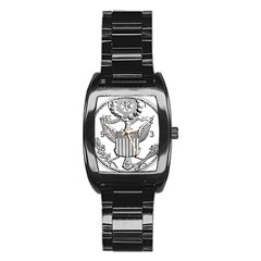 Black & White Great Seal Of The United States - Obverse, 1782 Stainless Steel Barrel Watch by abbeyz71