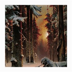 Sunset In The Frozen Winter Forest Medium Glasses Cloth