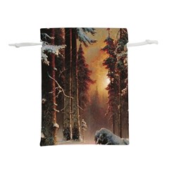 Sunset In The Frozen Winter Forest Lightweight Drawstring Pouch (l) by Sudhe