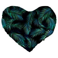Palms Pattern Design Large 19  Premium Flano Heart Shape Cushions