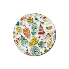 Surface Pattern  Vintage Christmas Ornaments Rubber Round Coaster (4 Pack) 