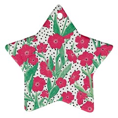 Flora Floral Flower Flowers Pattern Ornament (star)