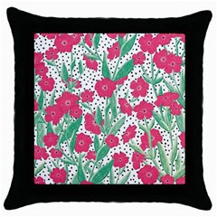 Flora Floral Flower Flowers Pattern Throw Pillow Case (black)