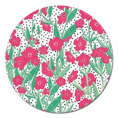 Flora Floral Flower Flowers Pattern Magnet 5  (round)