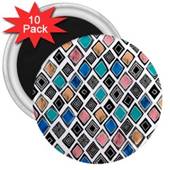 Diamond Shapes Pattern 3  Magnets (10 Pack) 