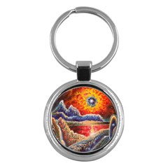 Sci Fi  Landscape Painting Key Chain (round)