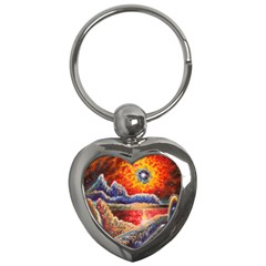 Sci Fi  Landscape Painting Key Chain (heart)