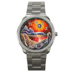 Sci Fi  Landscape Painting Sport Metal Watch