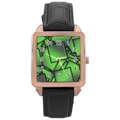 Binary Digitization Null Green Rose Gold Leather Watch  by HermanTelo