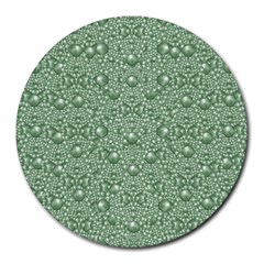 Baroque Green Pearls Ornate Bohemian Round Mousepads by pepitasart