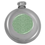 Baroque Green Pearls Ornate Bohemian Round Hip Flask (5 oz) Front