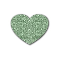 Baroque Green Pearls Ornate Bohemian Rubber Coaster (heart)  by pepitasart