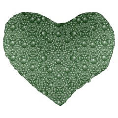 Baroque Green Pearls Ornate Bohemian Large 19  Premium Flano Heart Shape Cushions by pepitasart