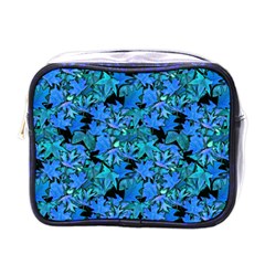 Fall Leaves Blue Mini Toiletries Bag (one Side) by bloomingvinedesign