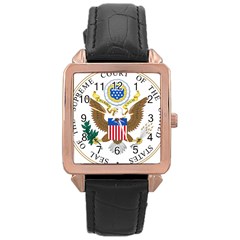 Seal Of Supreme Court Of United States Rose Gold Leather Watch  by abbeyz71