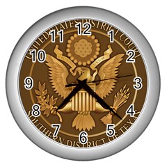 Seal Of United States District Court For Southern District Of Texas Wall Clock (silver) by abbeyz71