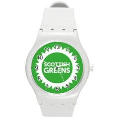 Flag Of Scottish Green Party Round Plastic Sport Watch (m) by abbeyz71