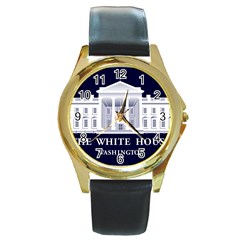 Logo Of The White House  Round Gold Metal Watch by abbeyz71