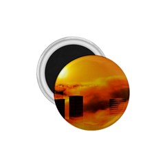 City Sun Clouds Smog Sky Yellow 1 75  Magnets by Simbadda