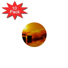 City Sun Clouds Smog Sky Yellow 1  Mini Buttons (10 Pack)  by Simbadda