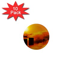 City Sun Clouds Smog Sky Yellow 1  Mini Magnet (10 Pack)  by Simbadda