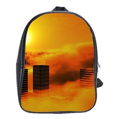 City Sun Clouds Smog Sky Yellow School Bag (xl)