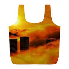 City Sun Clouds Smog Sky Yellow Full Print Recycle Bag (l) by Simbadda