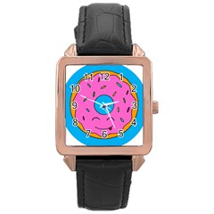 Donut Doughnut Dessert Clip Art Rose Gold Leather Watch  by Simbadda