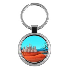 Castle Landscape Mountains Hills Key Chain (round) by Simbadda