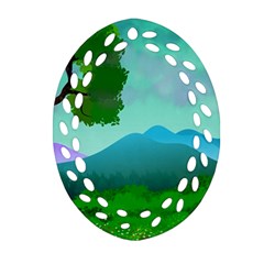 Landscape Illustration Nature Tree Ornament (oval Filigree)