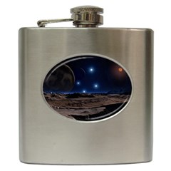 Lunar Landscape Star Brown Dwarf Hip Flask (6 Oz) by Simbadda