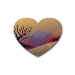 Landscape Illustration Nature Sky Heart Coaster (4 pack) 