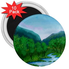 Landscape Nature Art Trees Water 3  Magnets (10 Pack)  by Simbadda