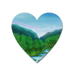 Landscape Nature Art Trees Water Heart Magnet by Simbadda