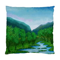 Landscape Nature Art Trees Water Standard Cushion Case (one Side) by Simbadda