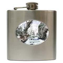 Tree Waterfall Landscape Nature Hip Flask (6 Oz) by Simbadda