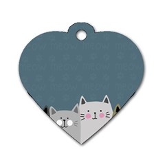 Cute Cats Dog Tag Heart (two Sides)