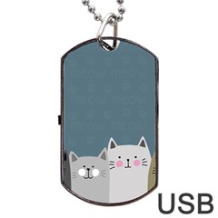Cute Cats Dog Tag Usb Flash (one Side) by Valentinaart