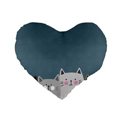 Cute Cats Standard 16  Premium Flano Heart Shape Cushions by Valentinaart